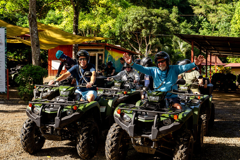 Group riding ATVs at the adventure park